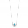 Collier femme en Argent 925 demi médaillon cabochon turquoise 45cm