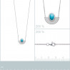 Collier femme bohème en Argent 925 demi médaillon cabochon turquoise 45cm