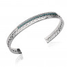 Bracelet jonc en Argent 925 strass turquoise et crystal 56mm