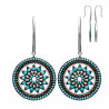 Boucles d'oreilles en Argent 925 rondes sertis de strass turquoise