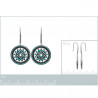 belle Boucles d'oreilles ethnique femme en Argent 925 rondes sertis de strass turquoise