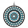 Pendentif mandala rond en Argent 925 sertis de strass turquoise