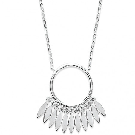 Collier femme en Argent 925 avec pendentif rond et pampilles 45cm