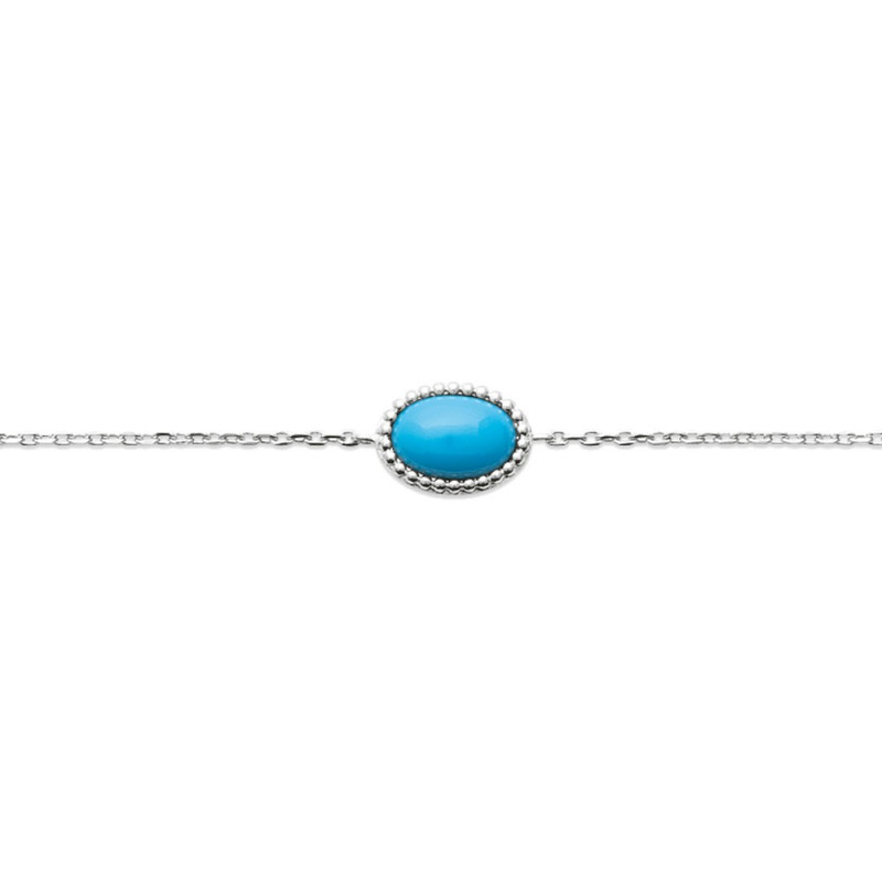 Bracelet en Argent 925 cabochon turquoise 18cm