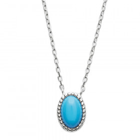 Collier en Argent 925 pendentif cabochon turquoise 45cm