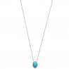 Collier 45cm femme en Argent 925 pendentif pierre turquoise