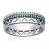 belle Bague femme en Argent 925 strass turquoise et cristal