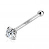 Piercing nez or blanc massif cristal Blanc diamant 2mm discret