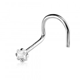 Piercing nez or blanc cristal carré couleur blanc diamant