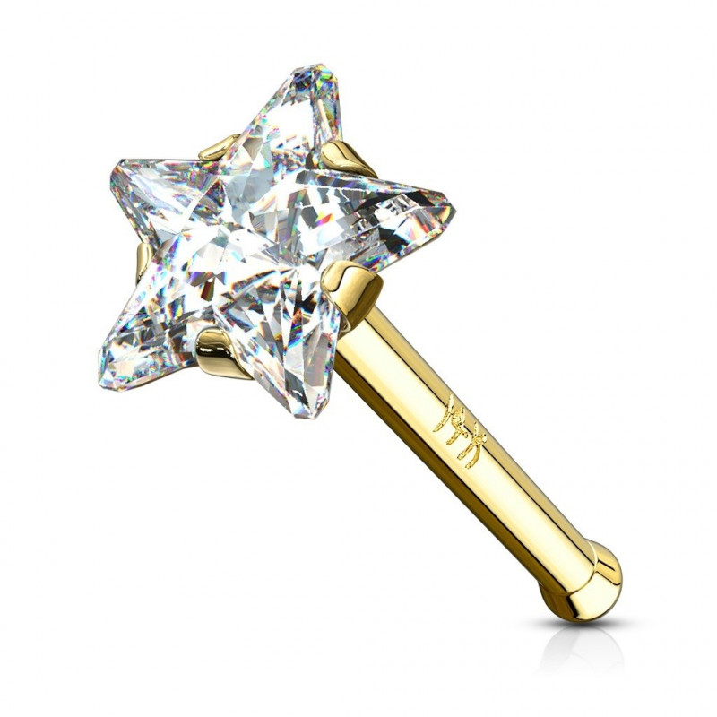 stud nez droit or jaune étoile blanche stud nez droit or jaune étoile blanche