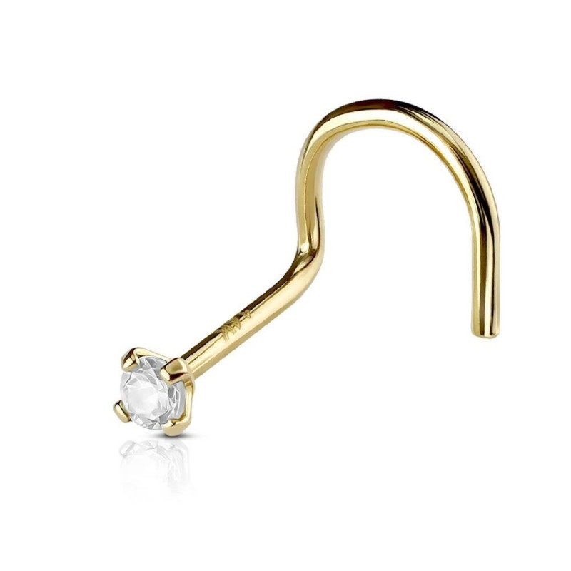 piercing or 14 carats nez strass blanc