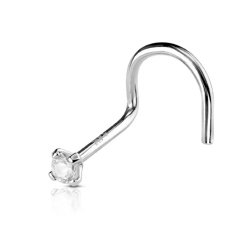 stud nez or blanc 14k strass Blanc stud nez or blanc 14k strass Blanc