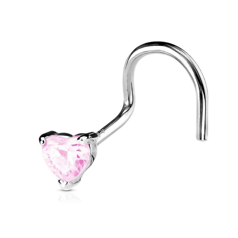 piercing narine or blanc coeur strass rose