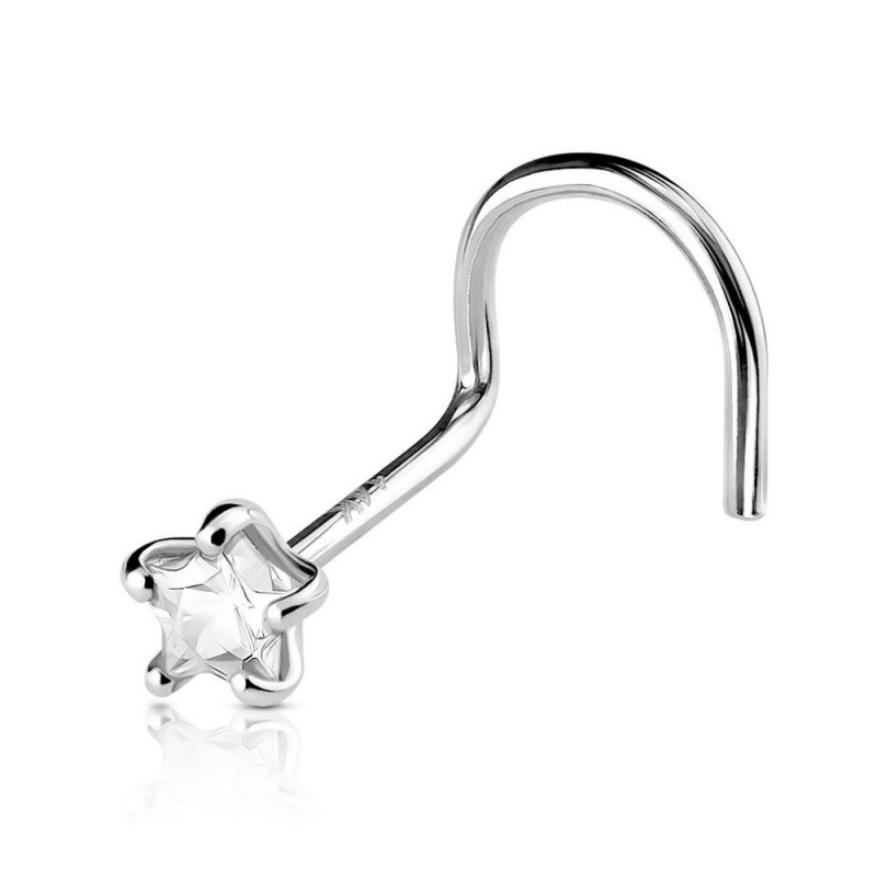 piercing nez étoile or blanc 14k strass blanc piercing nez étoile or blanc 14k strass blanc