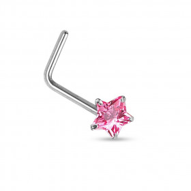 piercing nez or blanc étoile strass rose