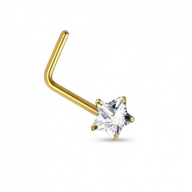 piercing or 14k L étoile strass blanc