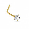 piercing or 14k L étoile strass blanc