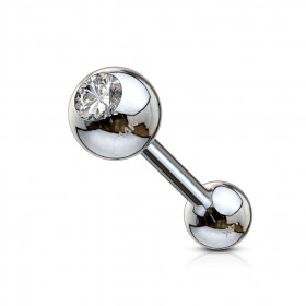 Piercing oreille or blanc bille strass