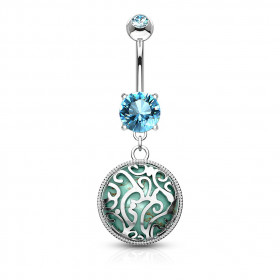 piercing nombril turquoise médaillon pendant 