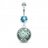 piercing nombril turquoise médaillon pendant 