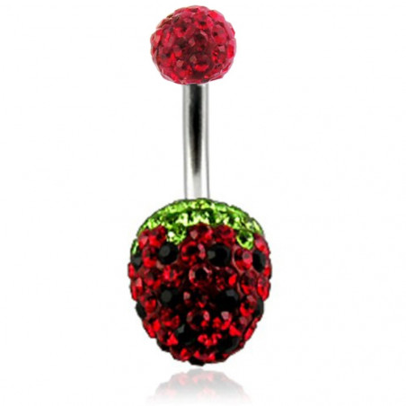 Piercing nombril cristal forme fraise