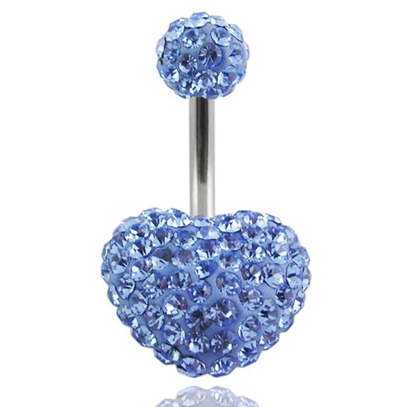 piercing nombril cristal coeur strass bleu ciel