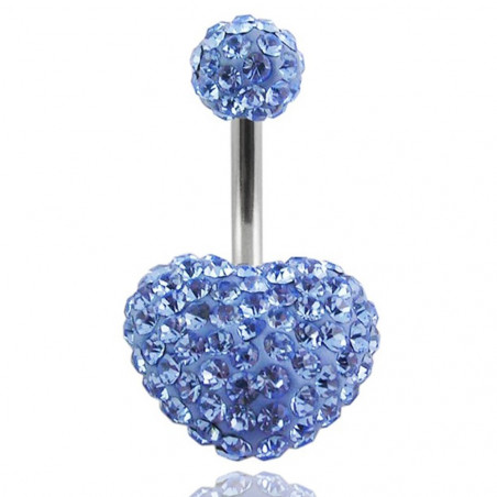 piercing nombril cristal coeur strass bleu ciel