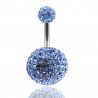 Piercing nombril double Cristal bleu ciel bille 12mm
