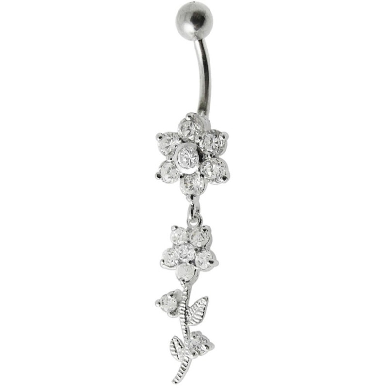 piercing nombril argent pleur pendante cristal blanc piercing nombril argent pleur pendante cristal blanc