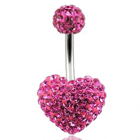 piercing nombril coeur rose Swarovski