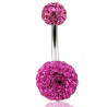 piercing nombril multi strass rose Swarovski