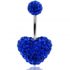 piercing nombril coeur Swarovski bleu roi