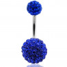 piercing nombril boule strass bleu roi