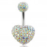 piercing irisé nombril coeur Swarovski