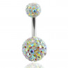 piercing nombril irisé multi strass paillette swarovski