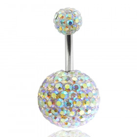 Piercing nombril double Cristal Irisé bille 12mm