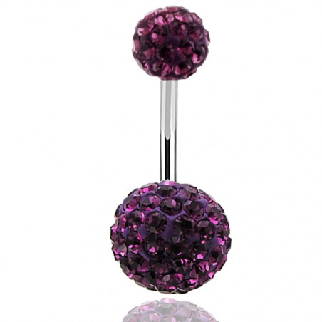 piercing ventre paillette strass violet