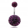 Piercing nombril double Cristal violet bille 12mm