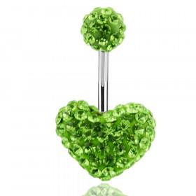 piercing coeur de nombril paillette cristal Swarovski vert