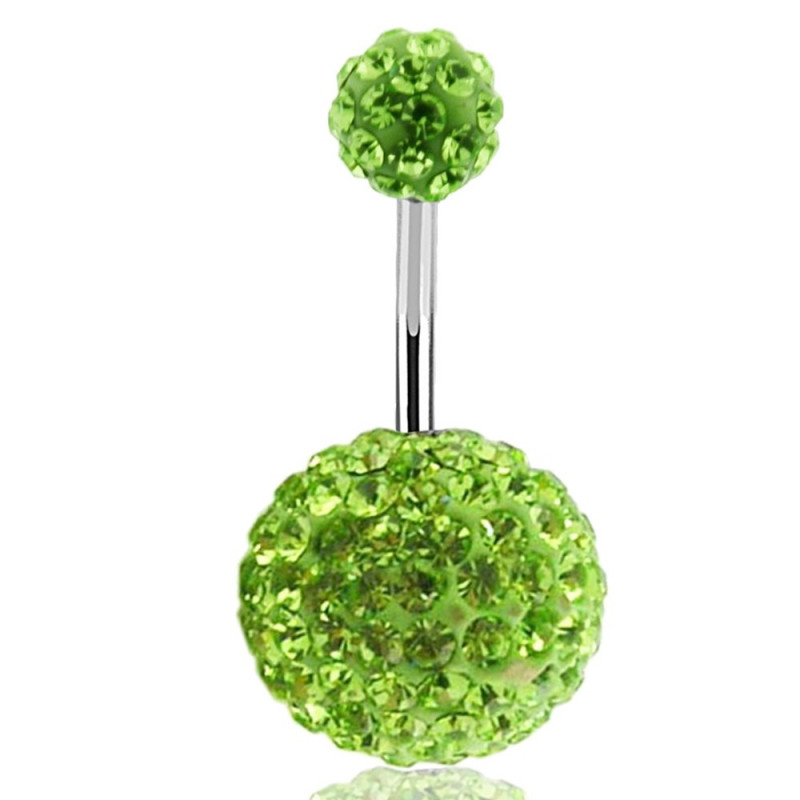 Piercing nombril double Cristal vert bille 12mm