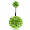 Piercing nombril double Cristal vert bille 12mm