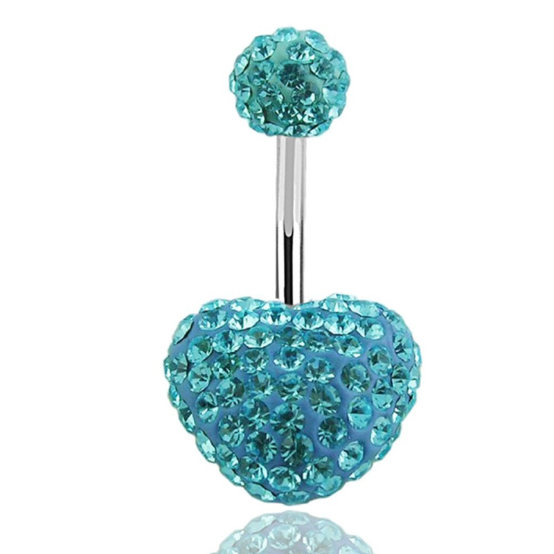 piercing nombril coeur swarovski bleu turquoise