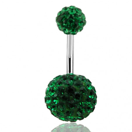 Piercing nombril double Cristal vert émeraude