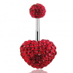 piercing nombril coeur cristal Swarovski rouge