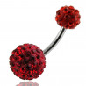 piercing nombril multi cristaux Swarovski rouge