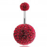 piercing nombril multi cristaux rouge Paillette Swarovski