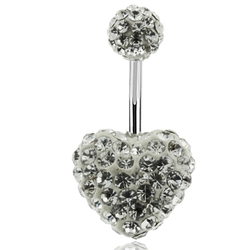 piercing coeur Swarovski multi cristaux blanc diamant