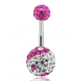 Piercing nombril cristal yin et yang rose