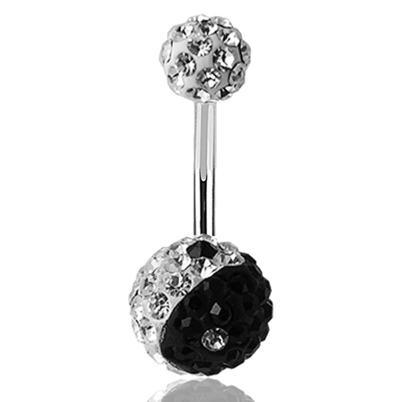 Piercing nombril cristal Swarovski yin et yang