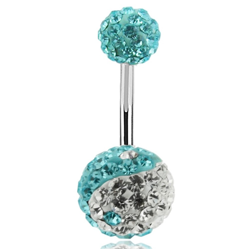 Piercing nombril cristal yin et yang Turquoise